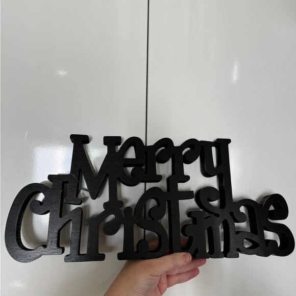 Wooden Script Merry Christmas sign in black shabby chic - Picture 9 of 12